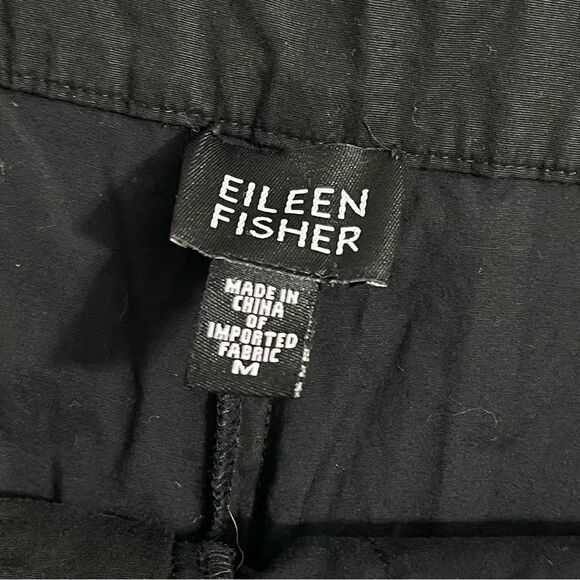 Eileen Fisher Solid Black High Rise Wide Leg Capri Pants Size Medium - Picture 3 of 3